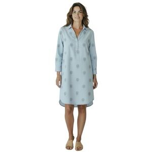 Soft Surroundings Large Tunic Shirt Dress Embroidered Peacock Feathers Lagenlook